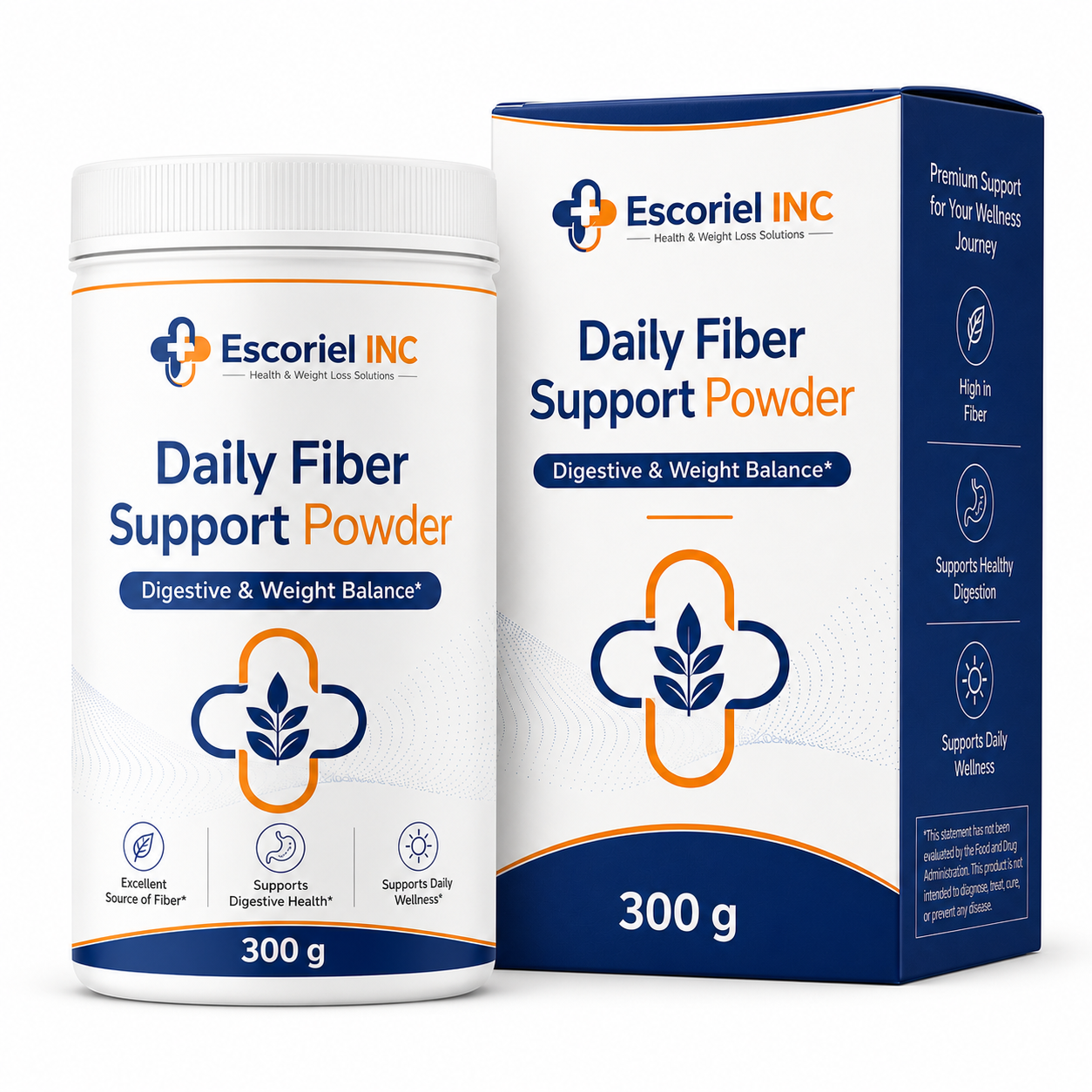 Escoriel Daily Fiber Support Powder packaging, 300 g